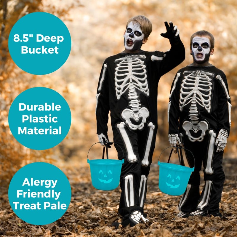 SCS Direct Teal Pumpkin Halloween Trick or Treat Bucket 8.5 in (1 Pack)-Official Teal Pumpkin Project Allergy-Friendly Candy Pail Accessory and Party Decoration Supplies, Haunted House Plastic Bowl w Handle - Image 3